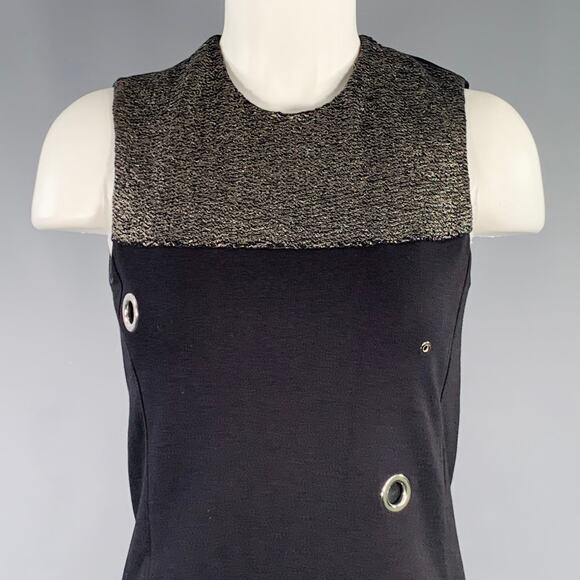 CoSTUME NATIONAL Size XS Black Silver Viscose Blend Two Tone Shift Dress - Picture 2 of 7